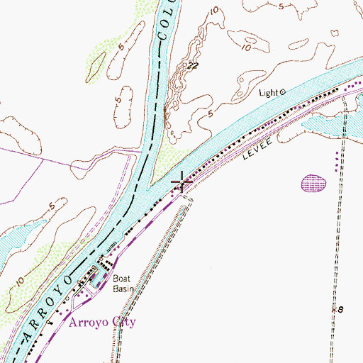 Topographic Map of Arroyo City, TX