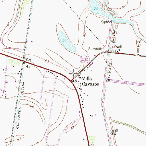 Topographic Map of Cavazos, TX