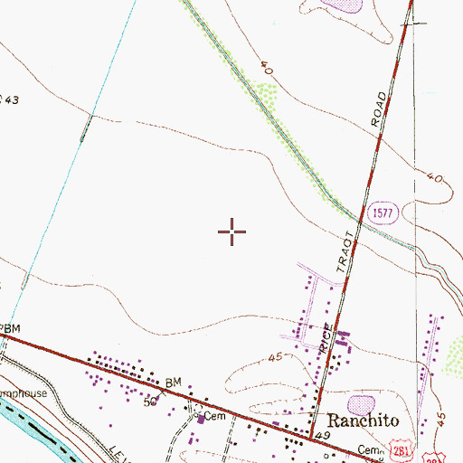 Topographic Map of Encantada-Ranchito-El Calaboz Census Designated Place, TX