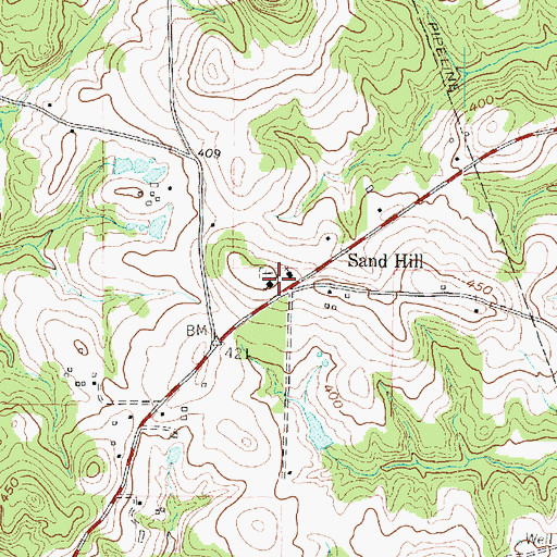 Topographic Map of Sand Hill, TX