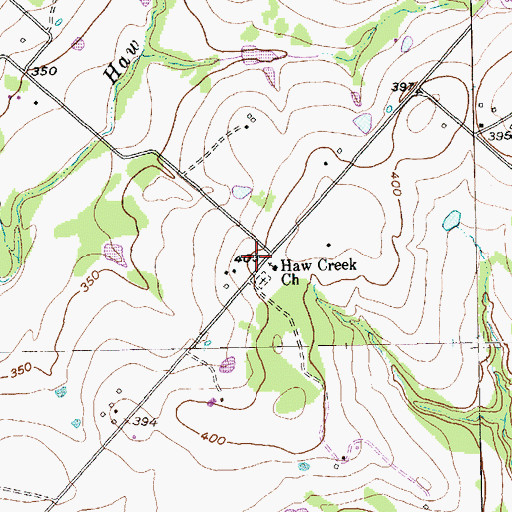 Topographic Map of Haw Creek (historical), TX