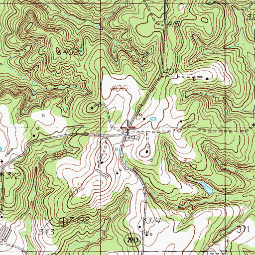Topographic Map of Waterman, TX