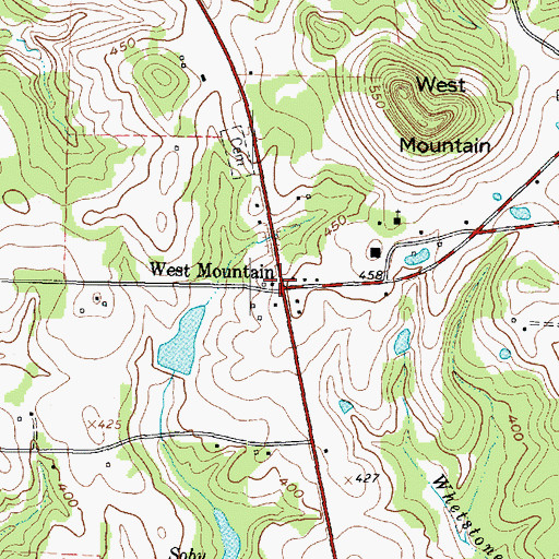 Topographic Map of West Mountain, TX