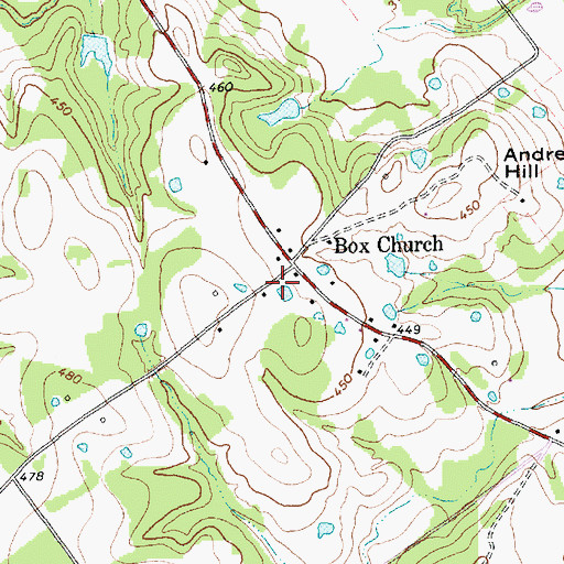 Topographic Map of Box Church, TX