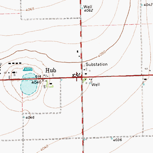 Topographic Map of Hub, TX