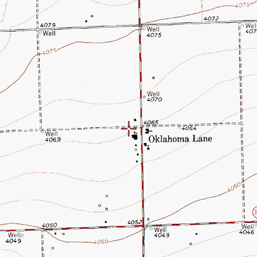 Topographic Map of Oklahoma Lane, TX