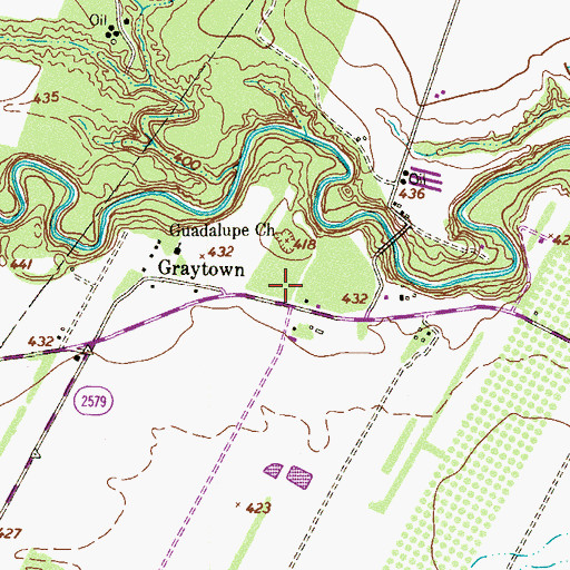 Topographic Map of Graytown, TX