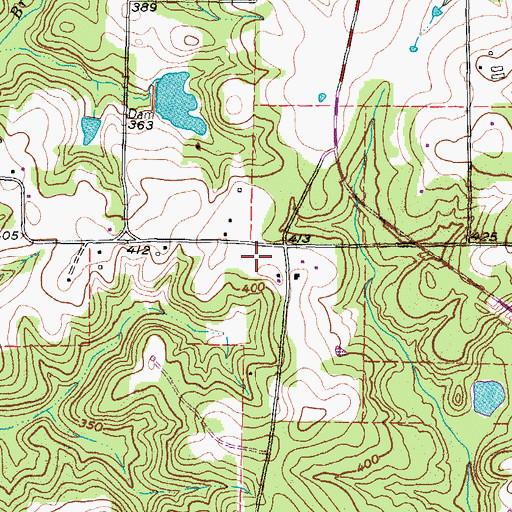 Topographic Map of Center Point, TX