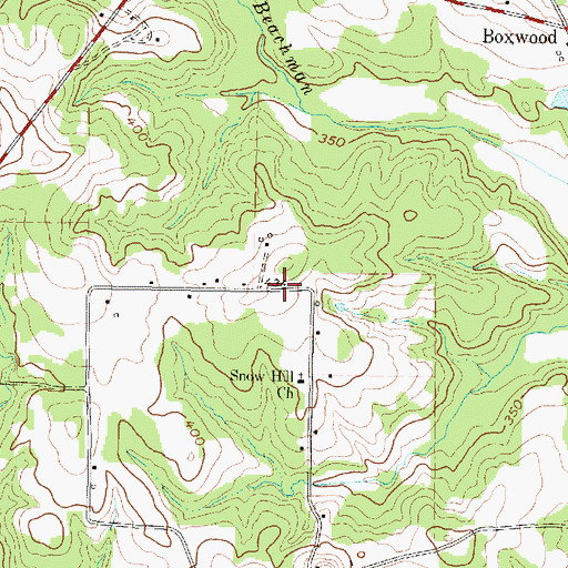 Topographic Map of Snow Hill, TX