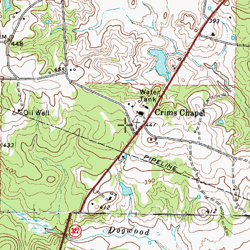 Topographic Map of Crims Chapel (historical), TX