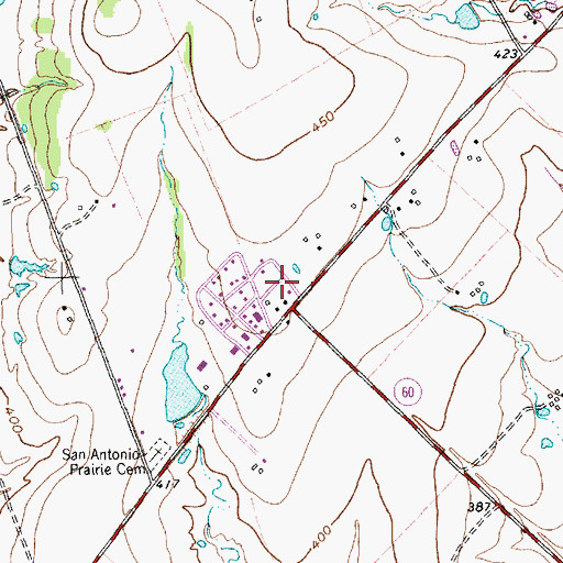 Topographic Map of San Antonio Prairie, TX
