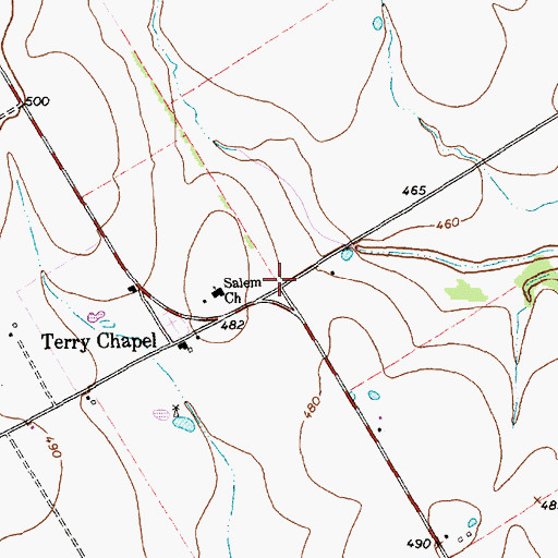 Topographic Map of Terry Chapel, TX