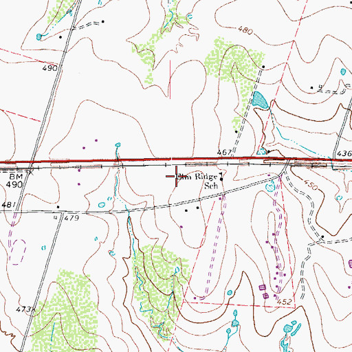 Topographic Map of Elm Ridge, TX