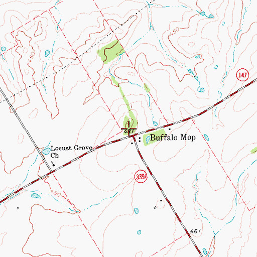 Topographic Map of Buffalo Mop, TX