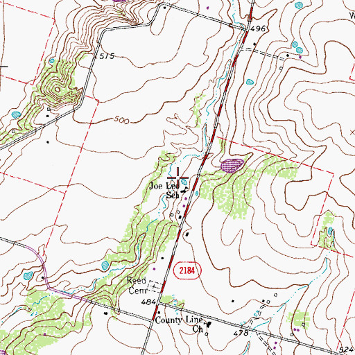 Topographic Map of Joe Lee, TX
