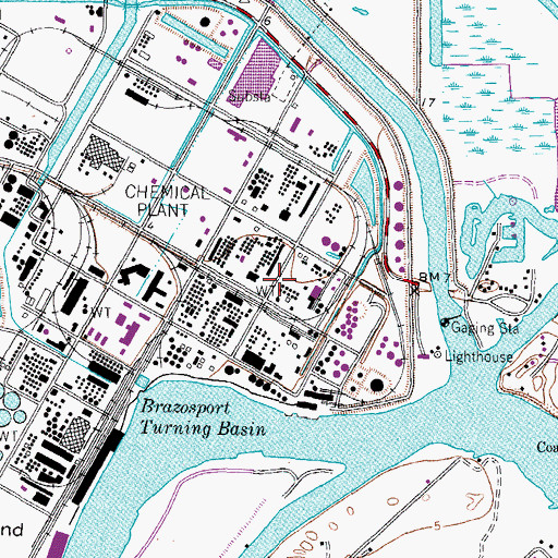 Topographic Map of Brazosport, TX
