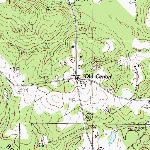 Topographic Map of Old Center, TX