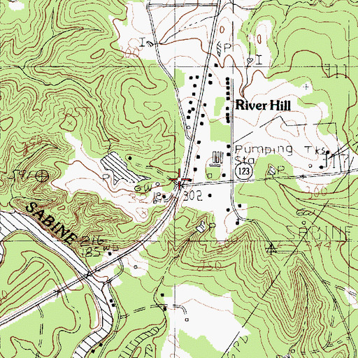 Topographic Map of River Hill, TX