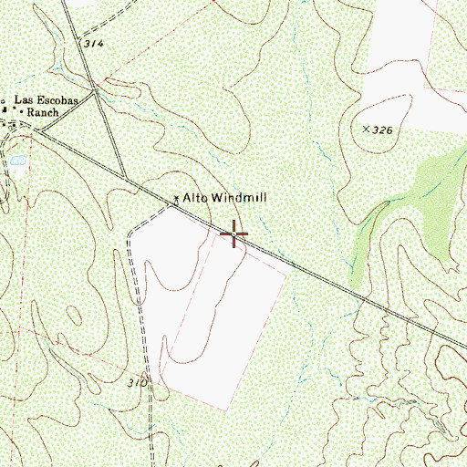 Topographic Map of Las Escobas, TX