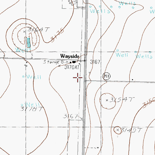 Topographic Map of Wayside, TX