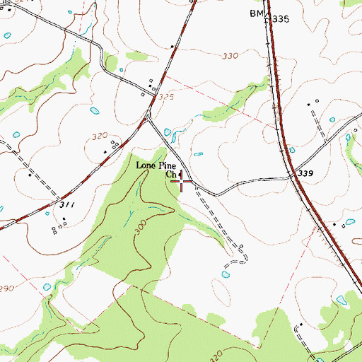 Topographic Map of Lone Pine, TX