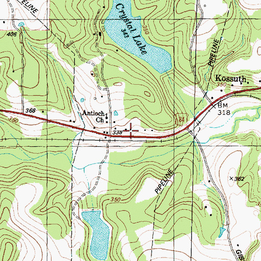 Topographic Map of Crystal Lake, TX