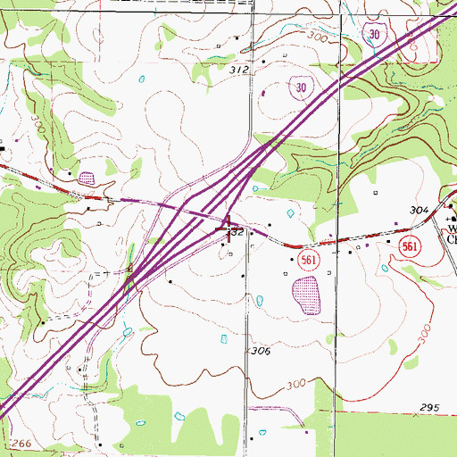 Topographic Map of Ward Creek, TX