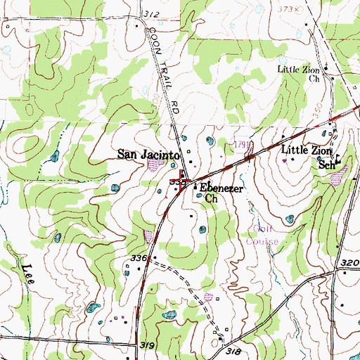 Topographic Map of Goshen, TX