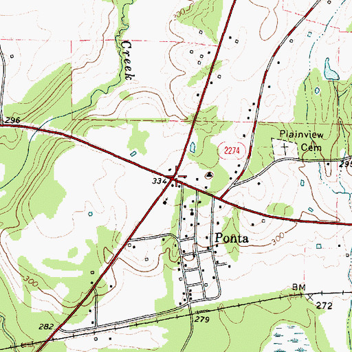 Topographic Map of Ponta, TX