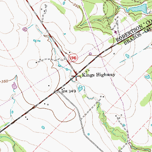 Topographic Map of Kings Highway, TX