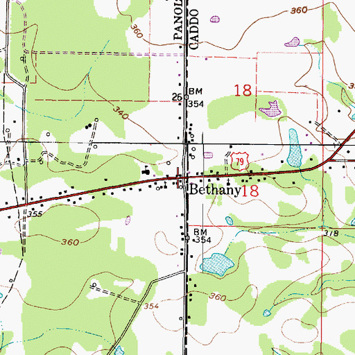 Topographic Map of Bethany, TX