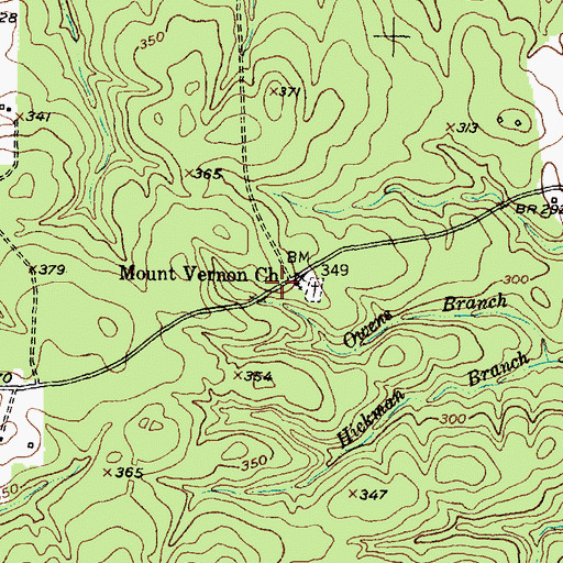 Topographic Map of Mount Vernon, TX