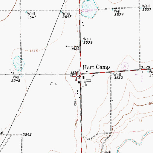 Topographic Map of Hart Camp, TX