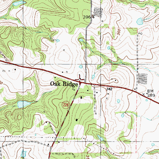 Topographic Map of Oak Ridge, TX