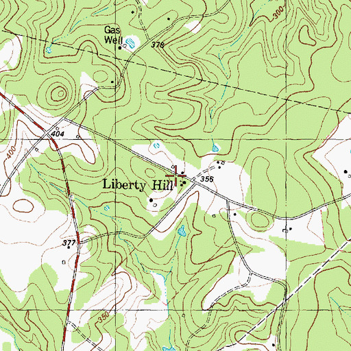 Topographic Map of Liberty Hill, TX