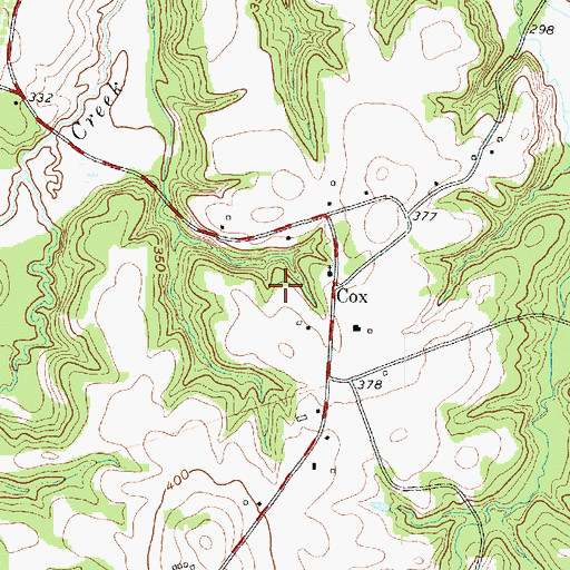 Topographic Map of Cox, TX