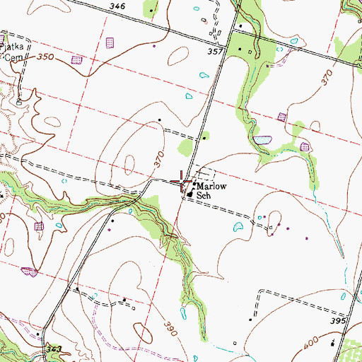 Topographic Map of Marlow, TX
