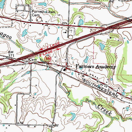 Topographic Map of Farmers Academy, TX