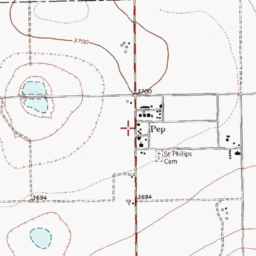 Topographic Map of Pep, TX