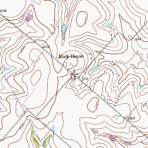 Topographic Map of Rockhouse, TX