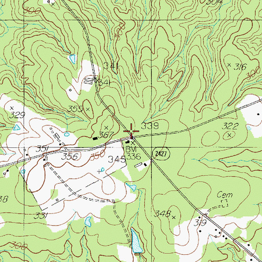 Topographic Map of Jordans Store, TX