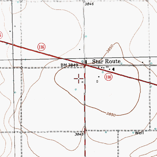 Topographic Map of Star Route (historical), TX