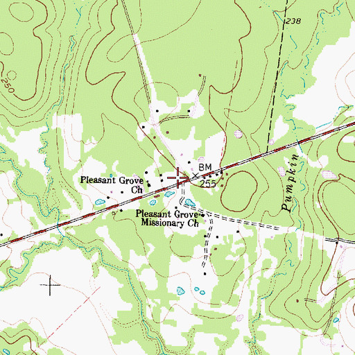 Topographic Map of Pumpkin, TX