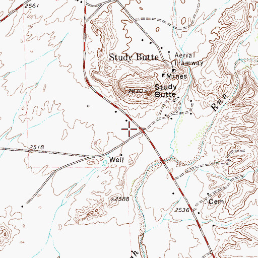 Topographic Map of Study Butte, TX