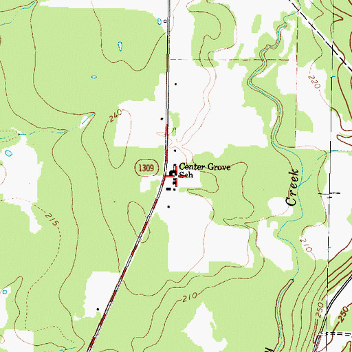 Topographic Map of Center Grove, TX