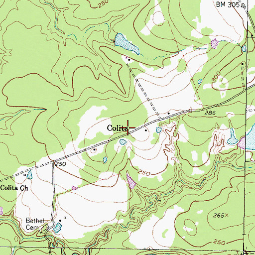 Topographic Map of Colita, TX