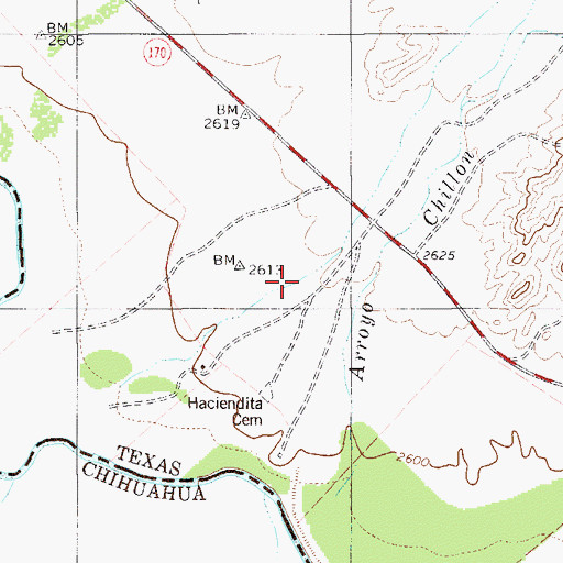 Topographic Map of Haciendito, TX