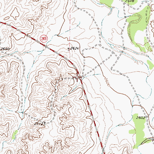 Topographic Map of Parnell (historical), TX