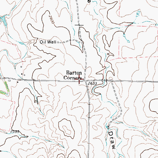 Topographic Map of Barton Corners, TX