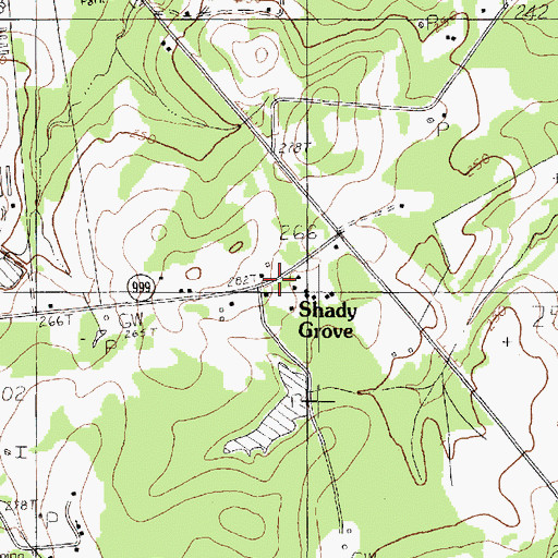 Topographic Map of Shady Grove, TX